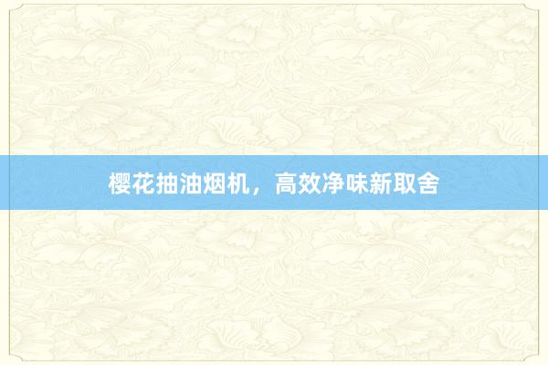 樱花抽油烟机，高效净味新取舍